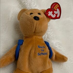 Ty Brown Plush Bear with Blue Backpack